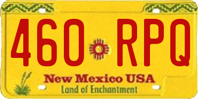 NM license plate 460RPQ