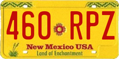 NM license plate 460RPZ