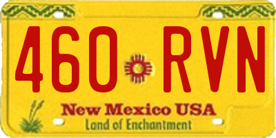NM license plate 460RVN