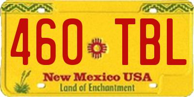NM license plate 460TBL