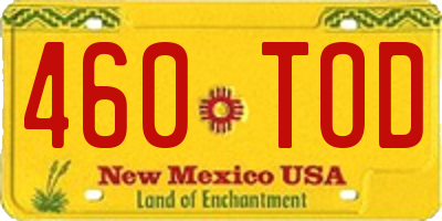 NM license plate 460TOD