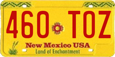 NM license plate 460TOZ