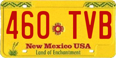 NM license plate 460TVB