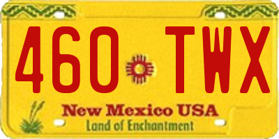 NM license plate 460TWX