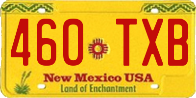 NM license plate 460TXB