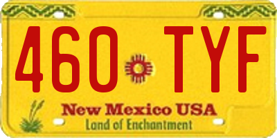 NM license plate 460TYF