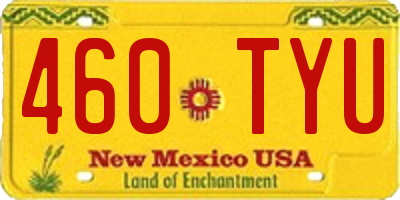 NM license plate 460TYU