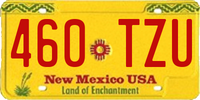 NM license plate 460TZU