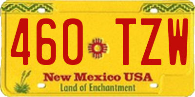 NM license plate 460TZW