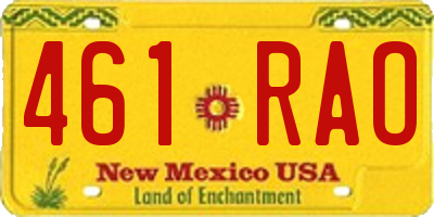 NM license plate 461RAO