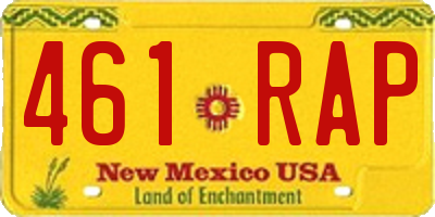 NM license plate 461RAP