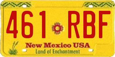 NM license plate 461RBF