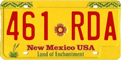 NM license plate 461RDA