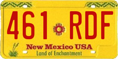 NM license plate 461RDF