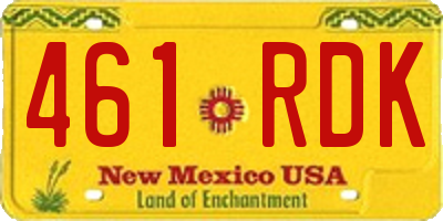 NM license plate 461RDK