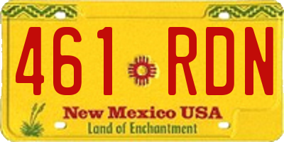 NM license plate 461RDN