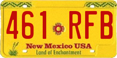 NM license plate 461RFB