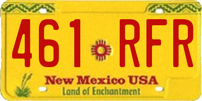 NM license plate 461RFR