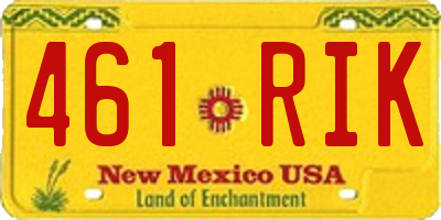 NM license plate 461RIK