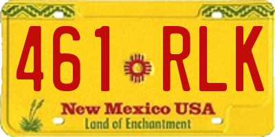 NM license plate 461RLK