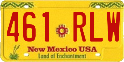 NM license plate 461RLW