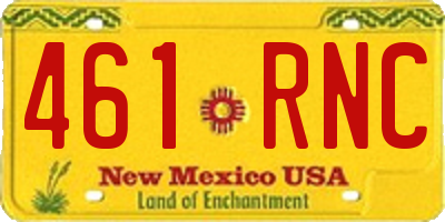 NM license plate 461RNC