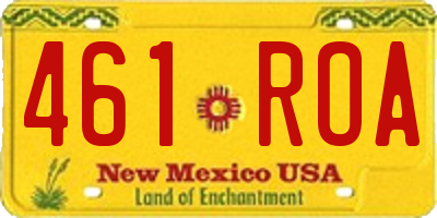 NM license plate 461ROA
