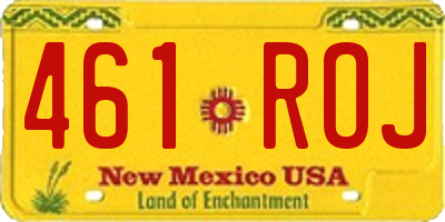 NM license plate 461ROJ
