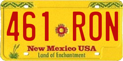 NM license plate 461RON