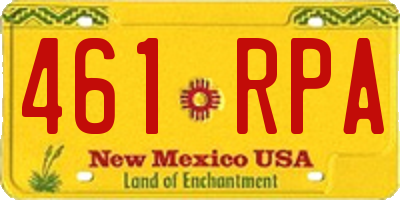 NM license plate 461RPA