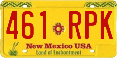 NM license plate 461RPK