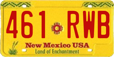 NM license plate 461RWB
