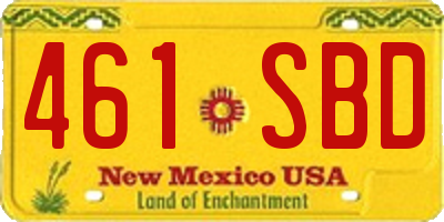 NM license plate 461SBD