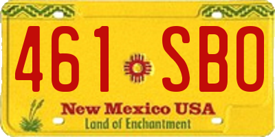 NM license plate 461SBO