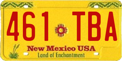 NM license plate 461TBA