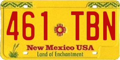 NM license plate 461TBN