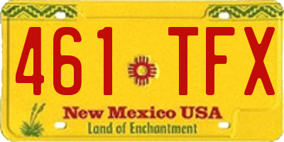 NM license plate 461TFX