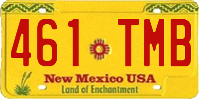 NM license plate 461TMB