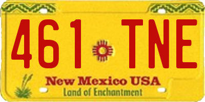 NM license plate 461TNE
