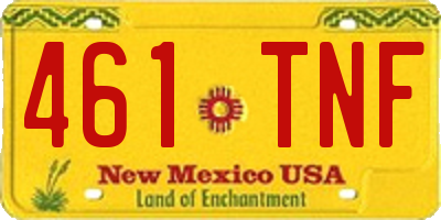 NM license plate 461TNF
