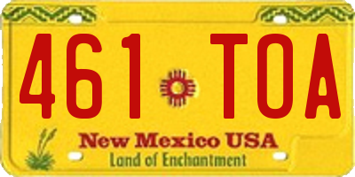 NM license plate 461TOA