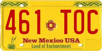NM license plate 461TOC