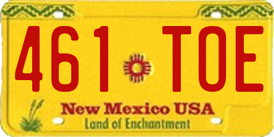 NM license plate 461TOE
