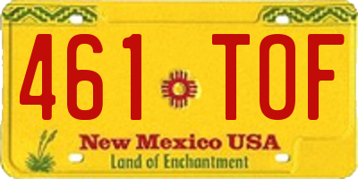 NM license plate 461TOF