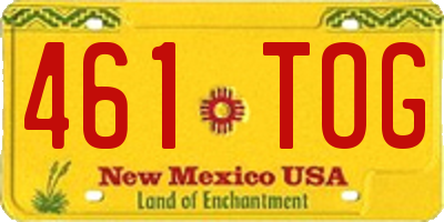 NM license plate 461TOG