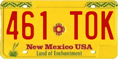 NM license plate 461TOK