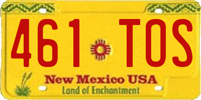 NM license plate 461TOS
