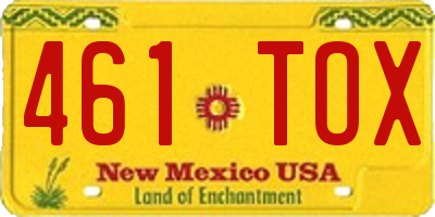 NM license plate 461TOX