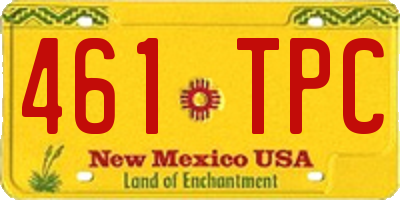 NM license plate 461TPC