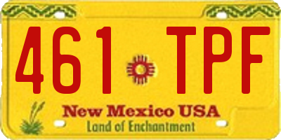 NM license plate 461TPF